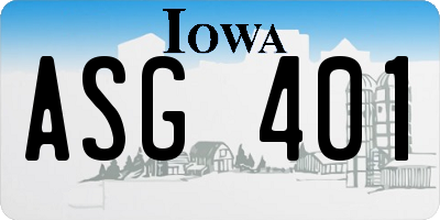 IA license plate ASG401