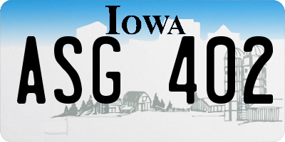 IA license plate ASG402