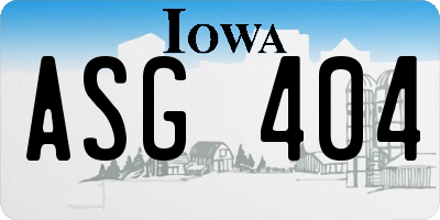 IA license plate ASG404