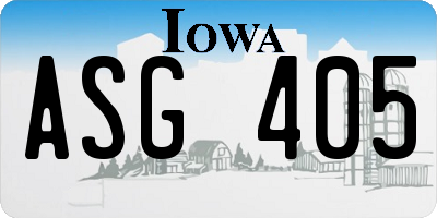 IA license plate ASG405