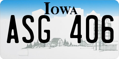 IA license plate ASG406