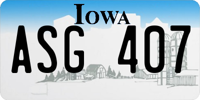 IA license plate ASG407