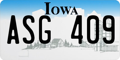 IA license plate ASG409