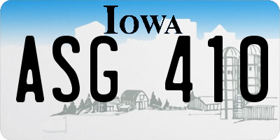 IA license plate ASG410
