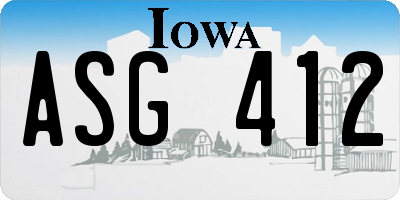 IA license plate ASG412