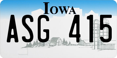 IA license plate ASG415