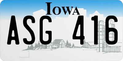 IA license plate ASG416