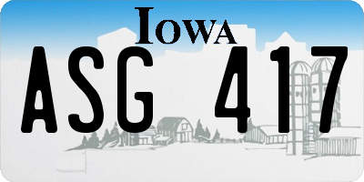 IA license plate ASG417