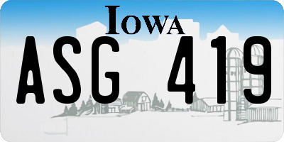 IA license plate ASG419