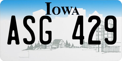 IA license plate ASG429