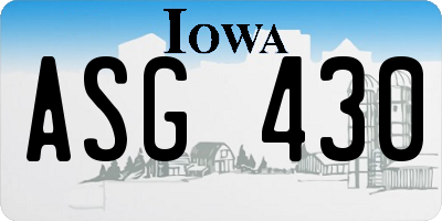 IA license plate ASG430