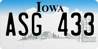 IA license plate ASG433