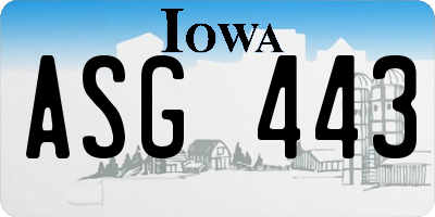 IA license plate ASG443