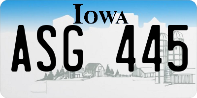 IA license plate ASG445