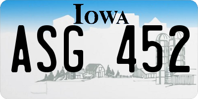 IA license plate ASG452