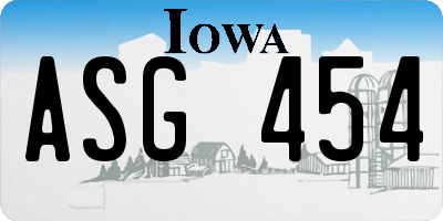 IA license plate ASG454
