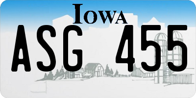 IA license plate ASG455