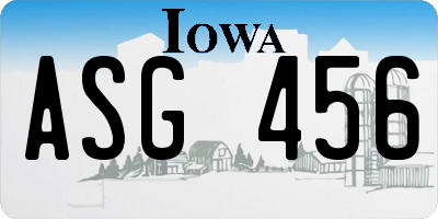 IA license plate ASG456