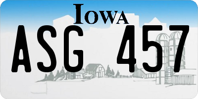 IA license plate ASG457