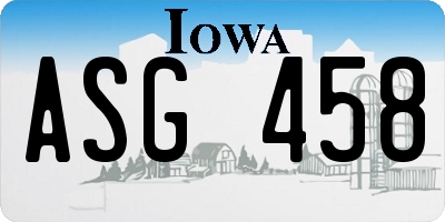 IA license plate ASG458