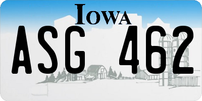 IA license plate ASG462