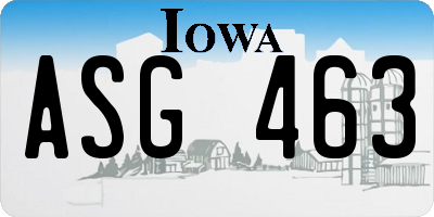 IA license plate ASG463