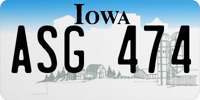 IA license plate ASG474