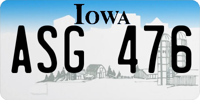 IA license plate ASG476
