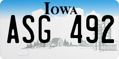 IA license plate ASG492