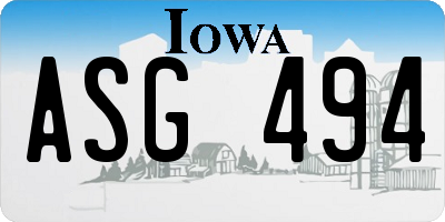 IA license plate ASG494