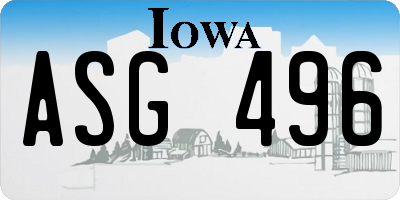 IA license plate ASG496