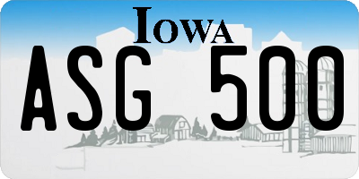IA license plate ASG500