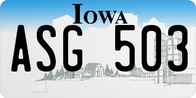 IA license plate ASG503