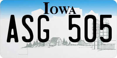 IA license plate ASG505