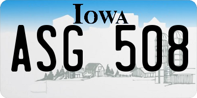 IA license plate ASG508