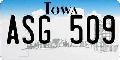 IA license plate ASG509