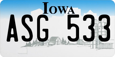 IA license plate ASG533