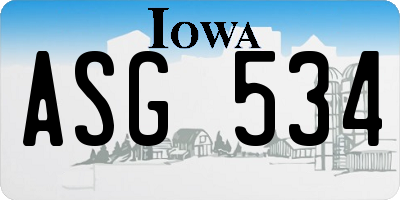 IA license plate ASG534