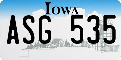 IA license plate ASG535