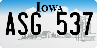 IA license plate ASG537