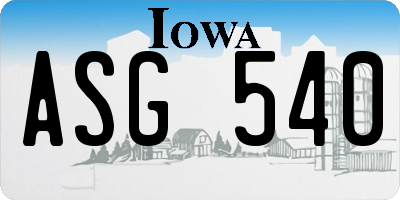 IA license plate ASG540