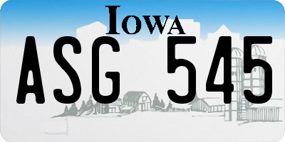 IA license plate ASG545