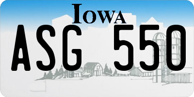 IA license plate ASG550