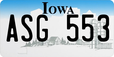 IA license plate ASG553
