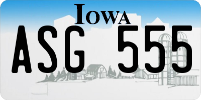 IA license plate ASG555