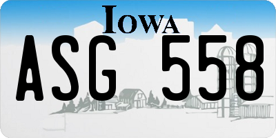 IA license plate ASG558