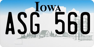 IA license plate ASG560