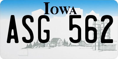 IA license plate ASG562