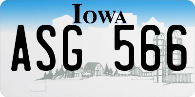 IA license plate ASG566