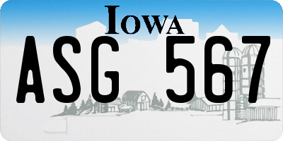IA license plate ASG567